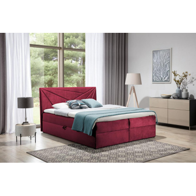 Boxspringbett 180x200 IVANA 5 – Rot + GRATIS Topper