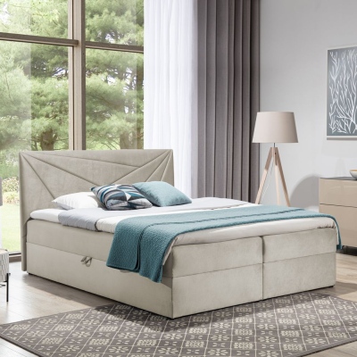 Boxspringbett 180x200 IVANA 5 – Beige + GRATIS Topper