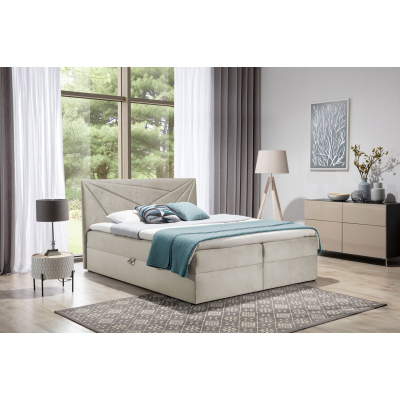 Boxspringbett 180x200 IVANA 5 – Beige + GRATIS Topper