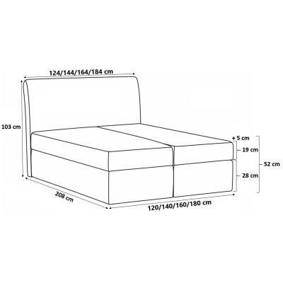 Boxspringbett 160x200 IVANA 5 – Rosa + GRATIS Topper