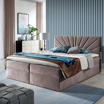 Kontinentales Bett 180x200 IVANA 4 – rosa + Gratis-Topper