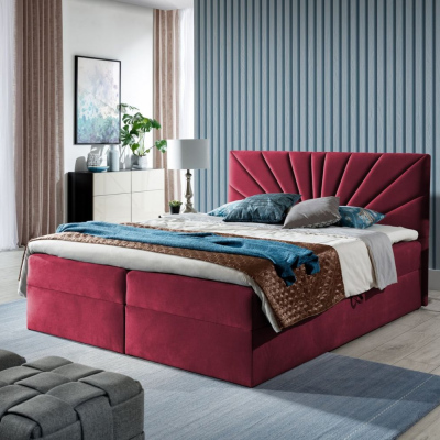 Kontinentales Bett 180x200 IVANA 4 – rot + Gratis-Topper