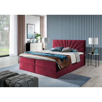 Kontinentales Bett 180x200 IVANA 4 – rot + Gratis-Topper