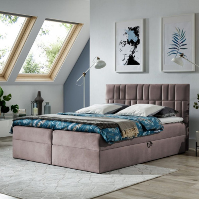 Kontinentales Bett 180x200 IVANA 3 – rosa + Gratis-Topper