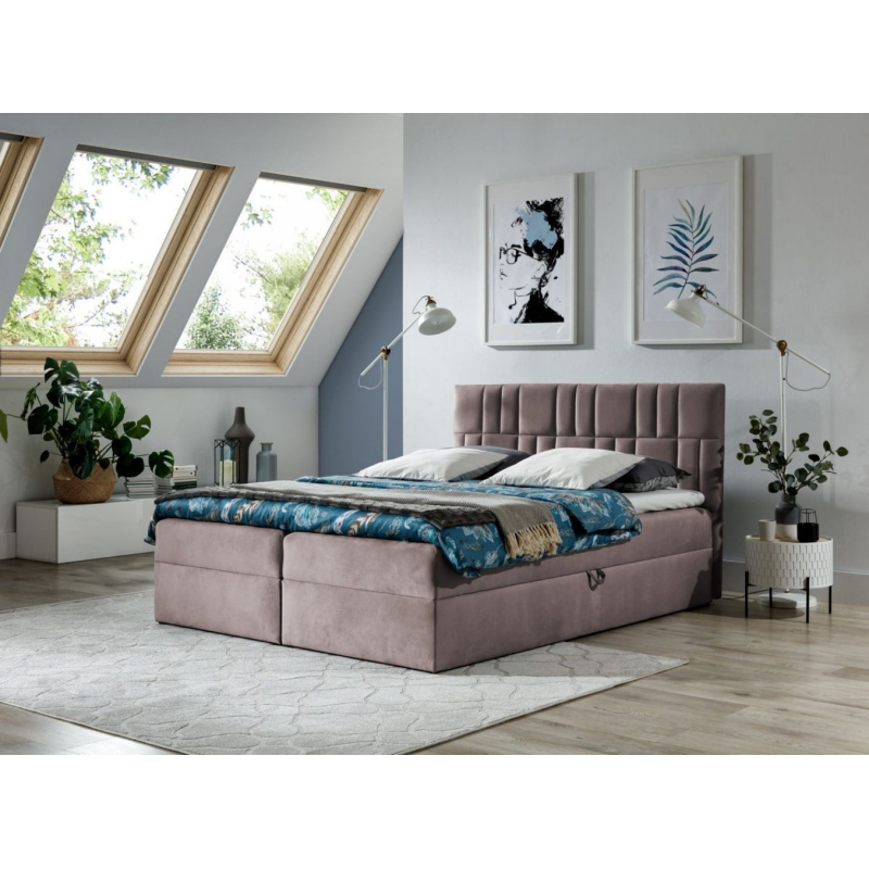 Kontinentales Bett 180x200 IVANA 3 – rosa + Gratis-Topper