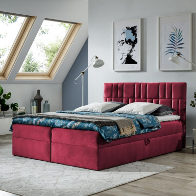 Kontinentales Bett 180x200 IVANA 3 – rot + Gratis-Topper