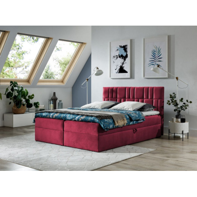 Kontinentales Bett 180x200 IVANA 3 – rot + Gratis-Topper