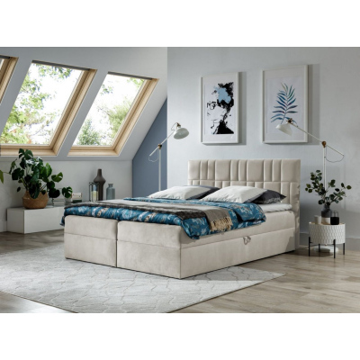 Kontinentales Bett 180x200 IVANA 3 – beige + Gratis-Topper