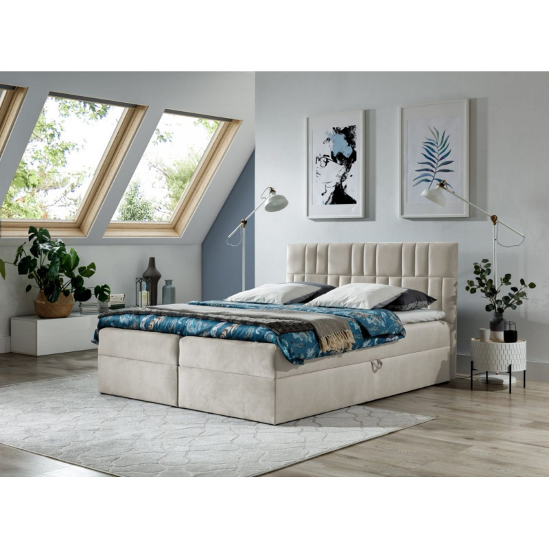 Kontinentales Bett 160x200 IVANA 3 – beige + Gratis-Topper