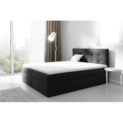 Gepolstertes Boxspringbett 200x200 IVANA 2 – Schwarz + GRATIS Topper