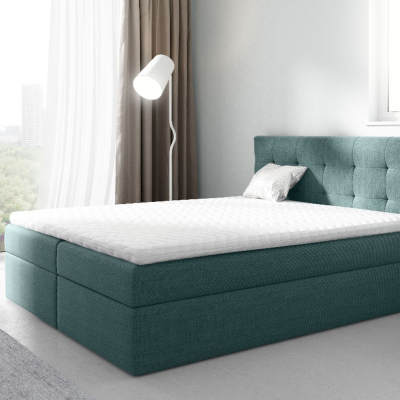 Gepolstertes Boxspringbett 180x200 IVANA 2 – Blau + GRATIS Topper