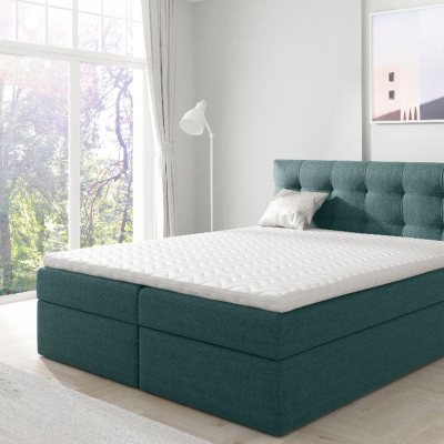 Gepolstertes Boxspringbett 120x200 IVANA 1 – Blau + GRATIS Topper