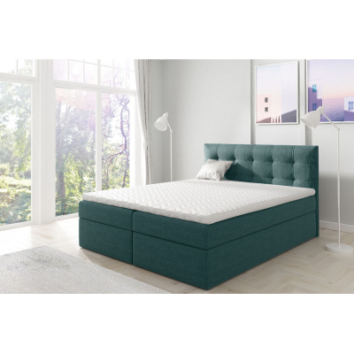 Gepolstertes Boxspringbett 120x200 IVANA 1 – Blau + GRATIS Topper