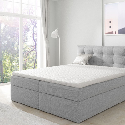 Gepolstertes Boxspringbett 120x200 IVANA 1 – Grau + GRATIS Topper