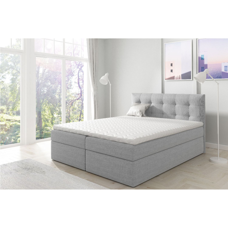 Gepolstertes Boxspringbett 120x200 IVANA 1 – Grau + GRATIS Topper