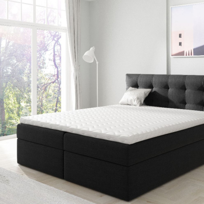 Gepolstertes Boxspringbett 120x200 IVANA 1 – Schwarz + GRATIS Topper