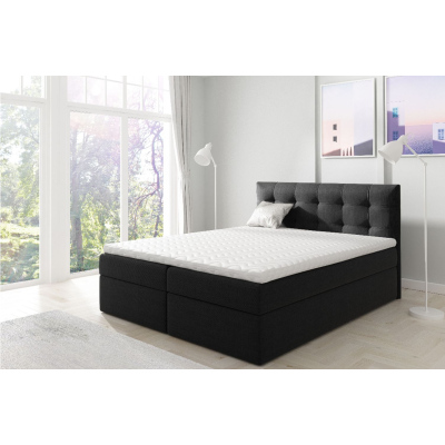 Gepolstertes Boxspringbett 140x200 IVANA 1 – Schwarz + GRATIS Topper