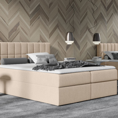 Polstereinzelbett 120x200 KATE – beige + Gratis-Topper