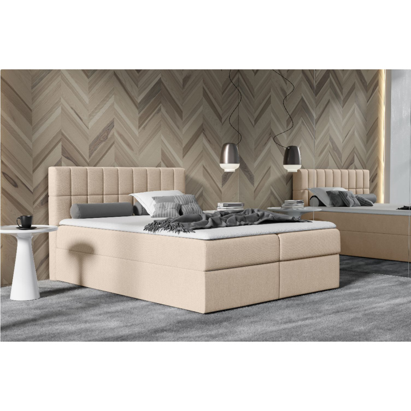 Polstereinzelbett 120x200 KATE – beige + Gratis-Topper