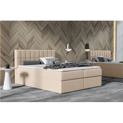 Polstereinzelbett 120x200 KATE – beige + Gratis-Topper