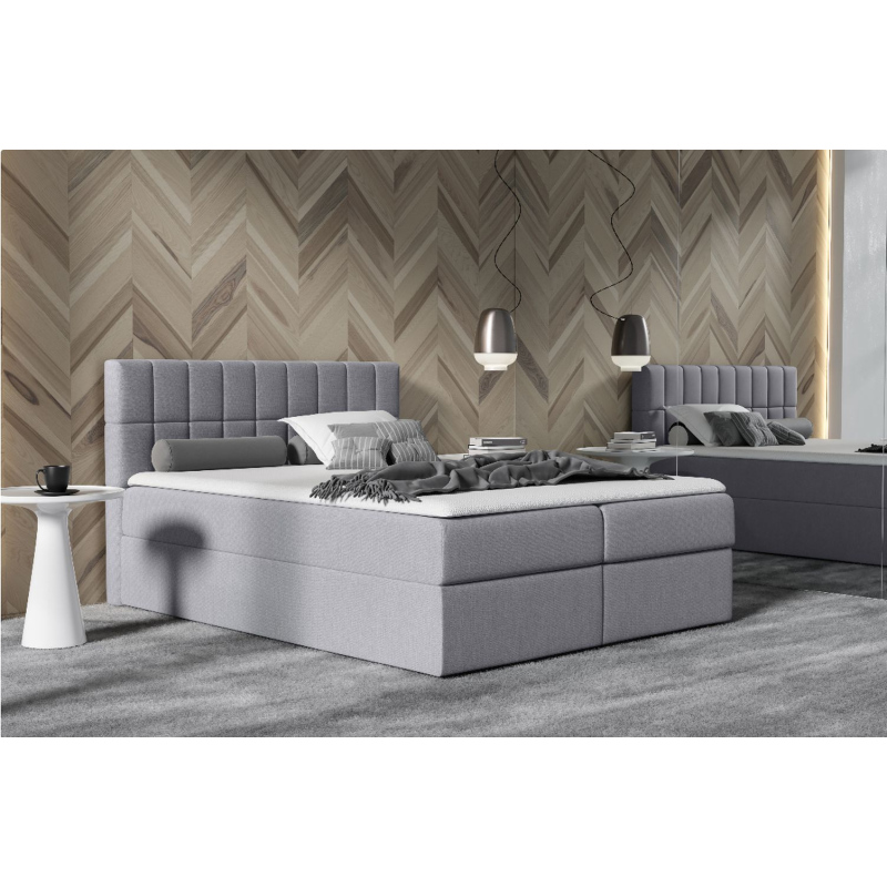 Polstereinzelbett 120x200 KATE – grau + Gratis-Topper