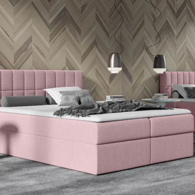 Polsterdoppelbett 140x200 KATE – rosa + GRATIS-Topper