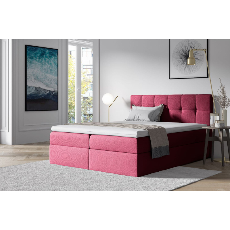 Polsterbett mit Stauraum 120x200 RECIVIO – Bordeauxrot + GRATIS Topper