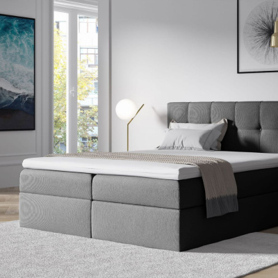 Polsterbett mit Stauraum 120x200 RECIVIO – Grau + GRATIS Topper