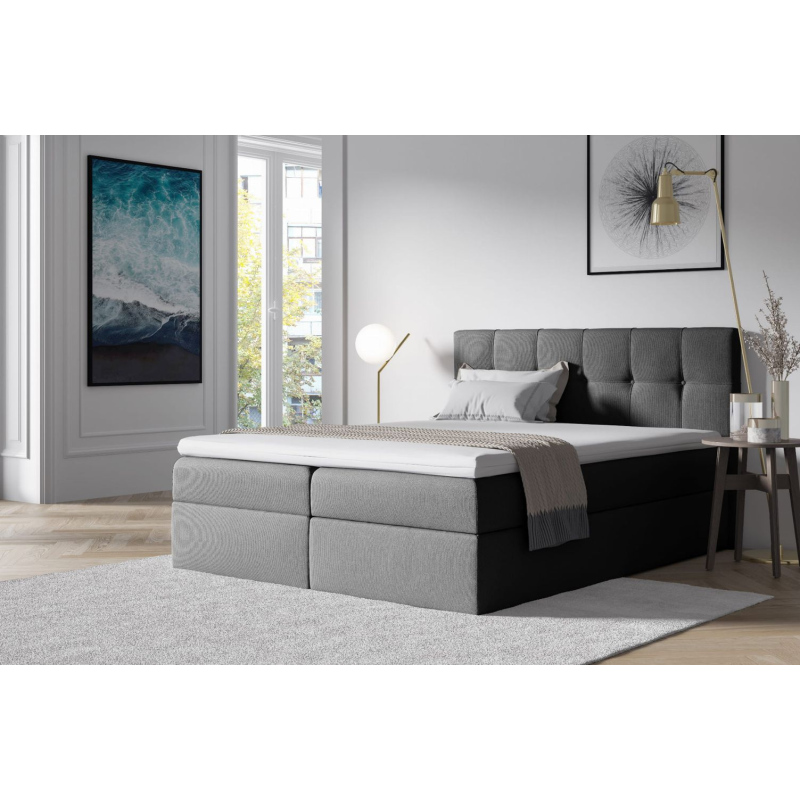 Polsterbett mit Stauraum 120x200 RECIVIO – Grau + GRATIS Topper