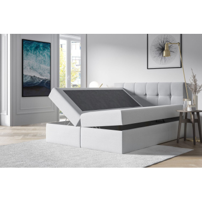 Polsterbett mit Stauraum 120x200 RECIVIO – Grau + GRATIS Topper