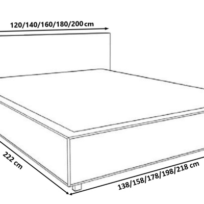 Polsterbett mit gestepptem Kopfteil 200x200 ALISHA – Grau