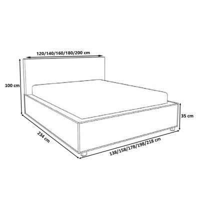 Polsterbett mit Chromaccessoires 120x200 YVONNE – beiges Öko-Leder