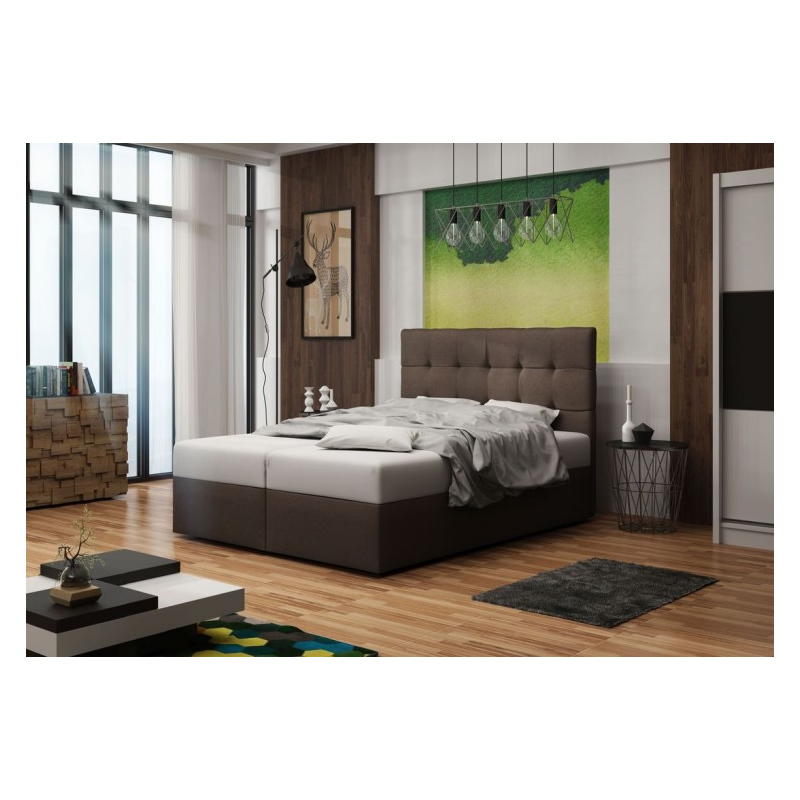 Gepolstertes Doppelbett DELILAH 2 140x200 – Braun