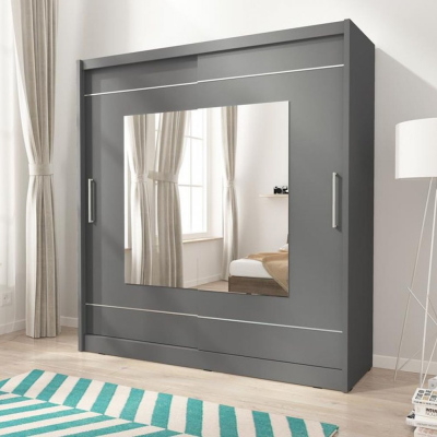 Kleiderschrank mit Spiegel 200 cm MARVAN 9 – graphit