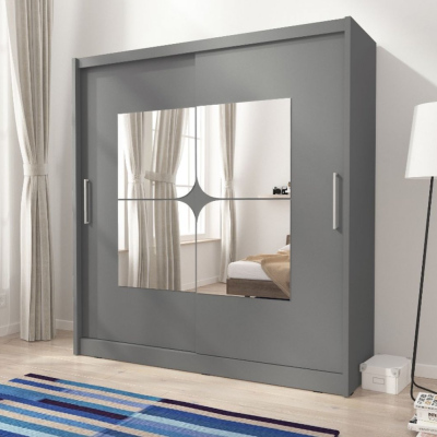 Kleiderschrank mit Spiegel 200 cm MARVAN 7 – graphit