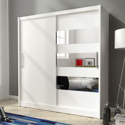 Kleiderschrank mit Spiegel 200 cm MARVAN 3 – weiß