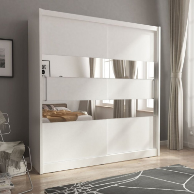 Kleiderschrank mit Spiegel 200 cm MARVAN 2 – weiß