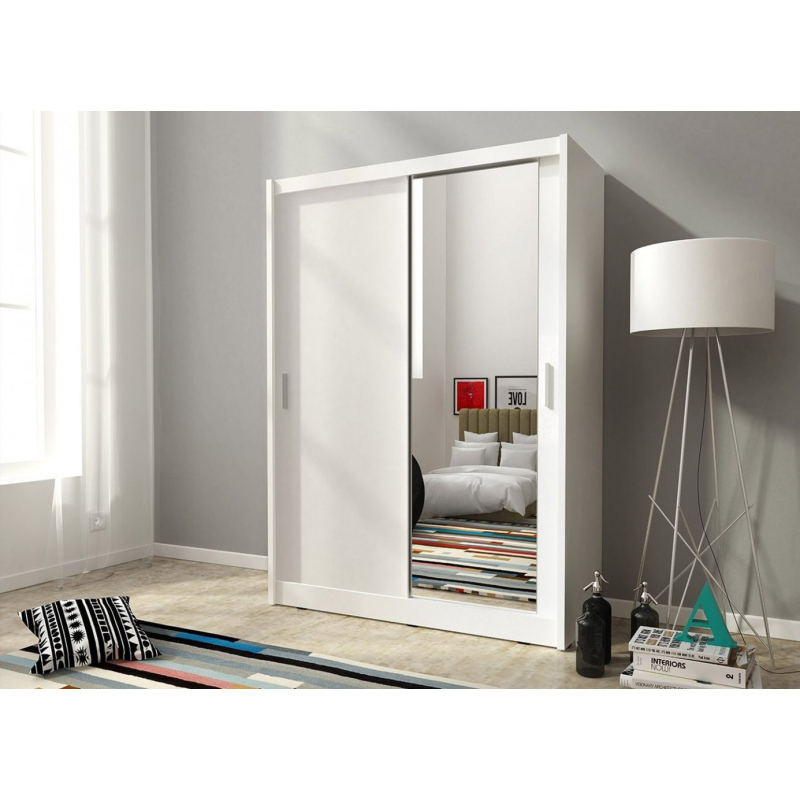 Schrank mit Spiegel 150 cm MARVAN – Weiß