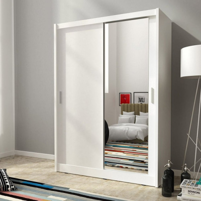 Schrank mit Spiegel 130 cm MARVAN – Weiß