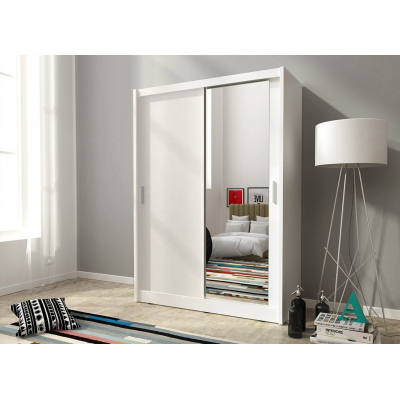 Schrank mit Spiegel 130 cm MARVAN – Weiß