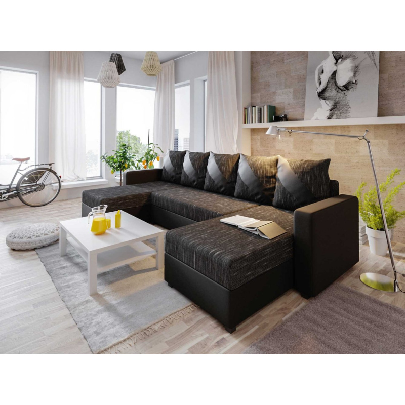 Praktische U-Form Couchgarnitur ANNIE 2 – schwarz