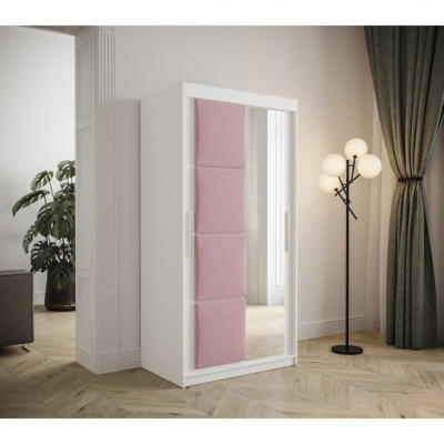 Kleiderschrank mit Schiebetüren 100 cm TALIA – weiß / rosa