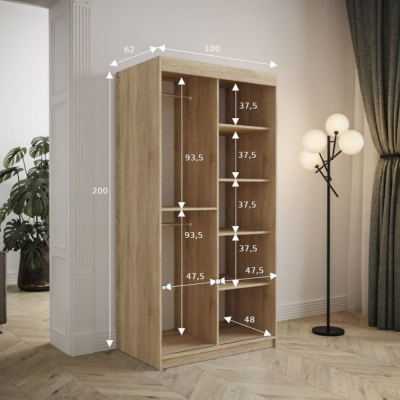 Kleiderschrank mit Schiebetüren 100 cm TALIA – weiß / rosa