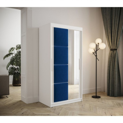 Kleiderschrank mit Schiebetüren 100 cm TALIA – weiß / blau