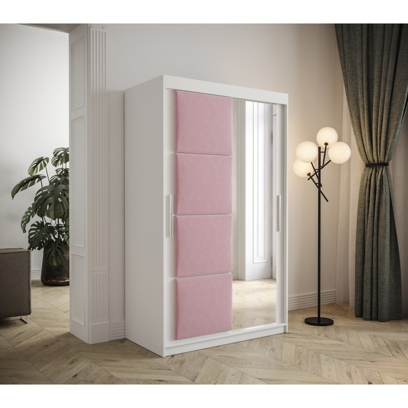 Kleiderschrank mit Schiebetüren 120 cm TALIA – weiß / rosa