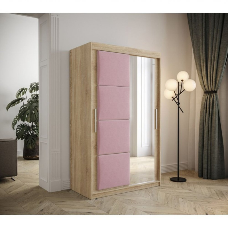 Kleiderschrank mit Schiebetüren 120 cm TALIA – Eiche sonoma / rosa