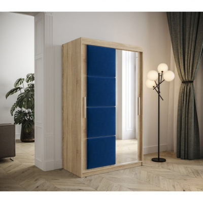 Kleiderschrank mit Schiebetüren 120 cm TALIA – Eiche sonoma / blau