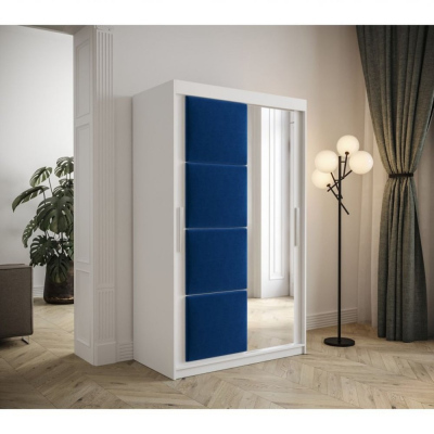 Kleiderschrank mit Schiebetüren 120 cm TALIA – weiß / blau