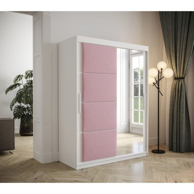 Kleiderschrank mit Schiebetüren 150 cm TALIA – weiß / rosa