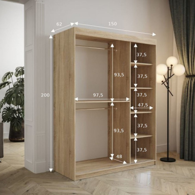 Kleiderschrank mit Schiebetüren 150 cm TALIA – weiß / rosa